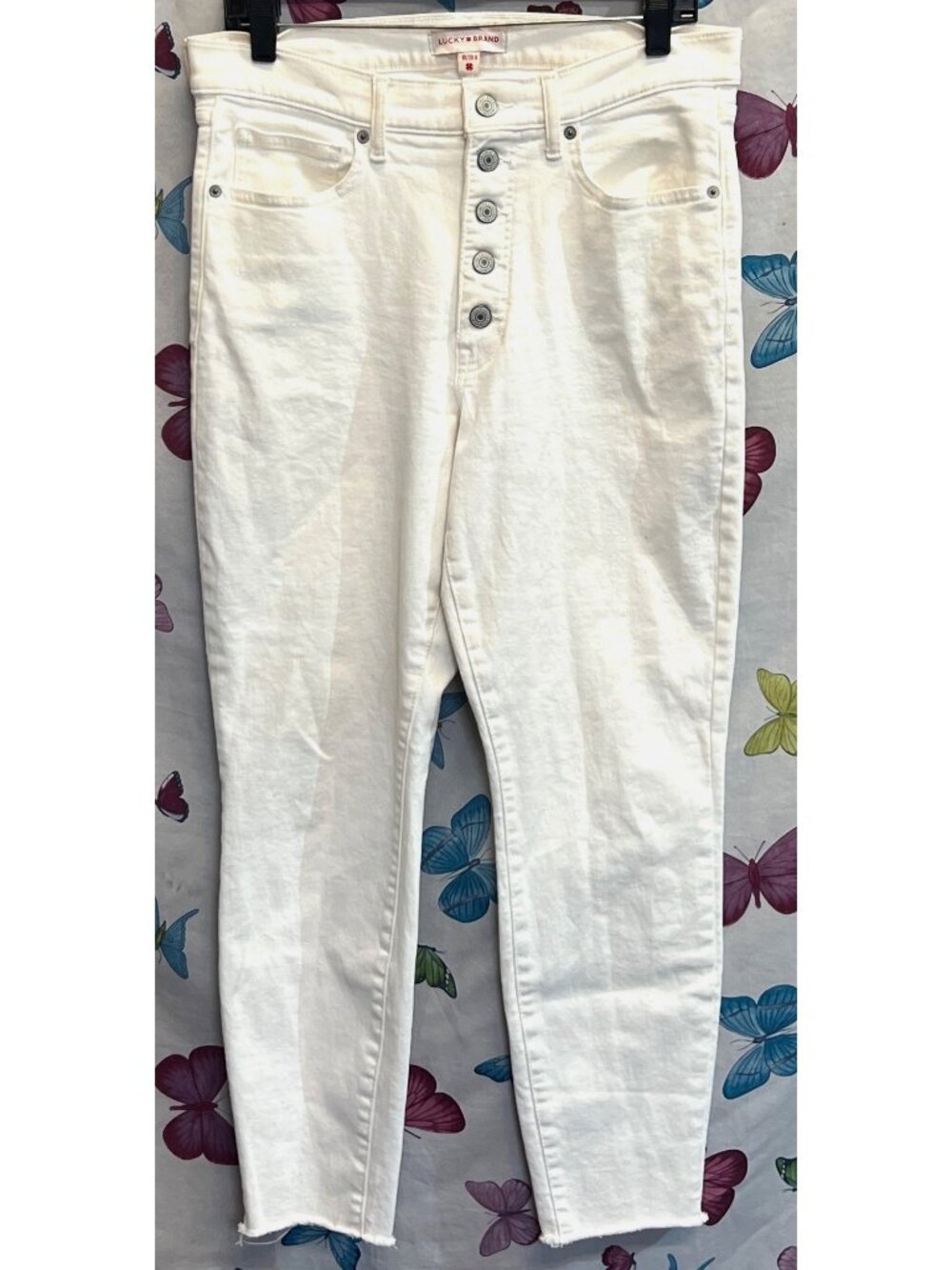 Lucky Brand Bridgette High Rise Skinny Jeans Cream 10/30A Cotton Blend